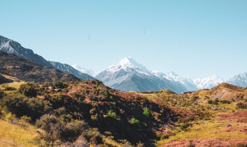 mt. cook in front of a vallley